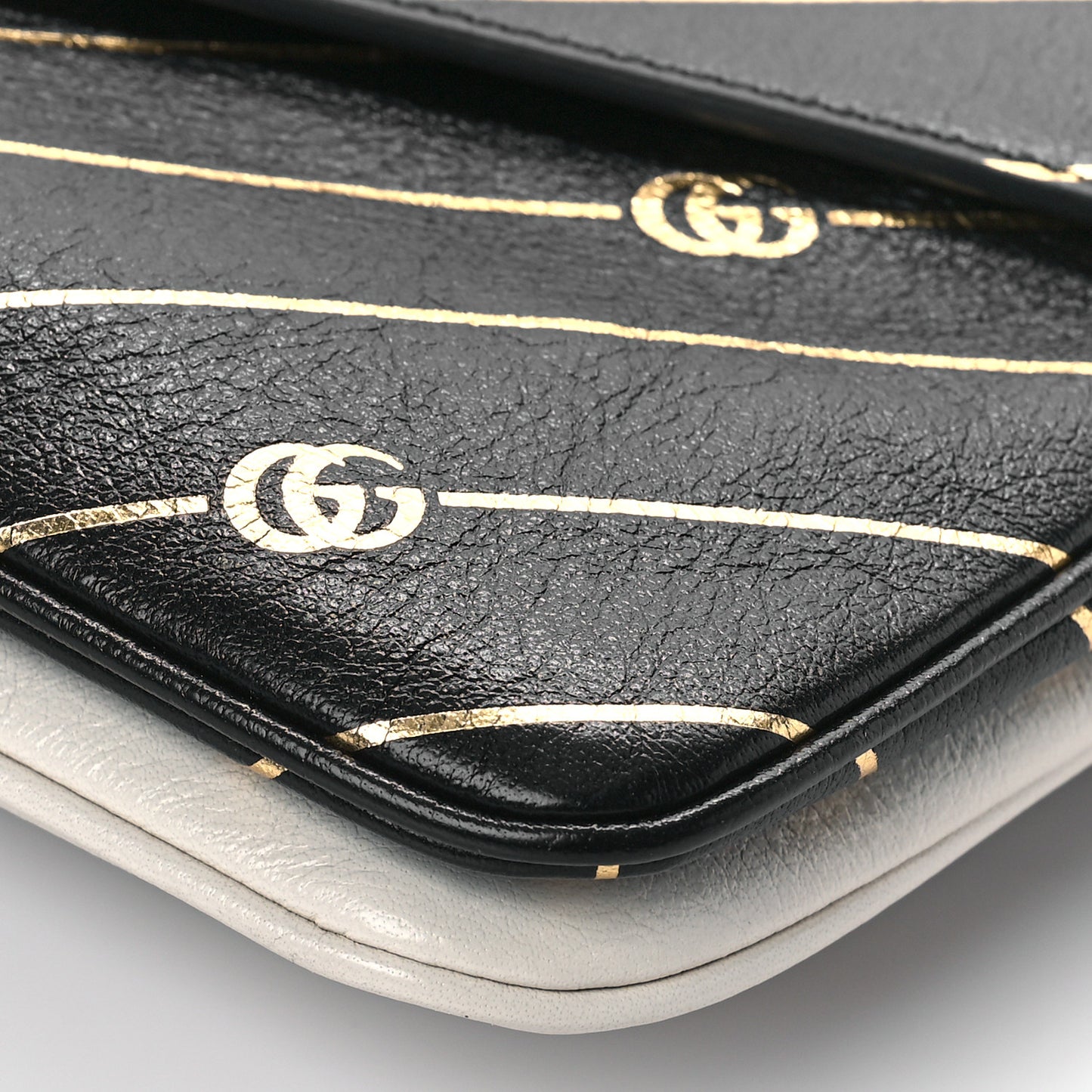 Calfskin Diagonal GG Medium Thiara Double Envelope Shoulder Bag Black White