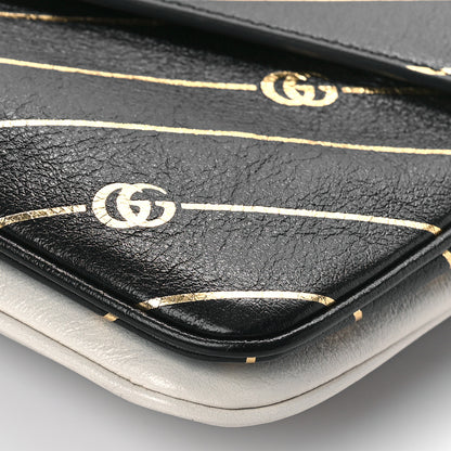 Gucci Calfskin Diagonal GG Medium Thiara Double Envelope Shoulder Bag Black White 11 of 12
