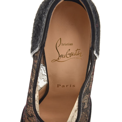 Christian Louboutin Satin Lace Chantilly Astrakan Aeronotoc 160 Bootie 38 Black 7 of 10