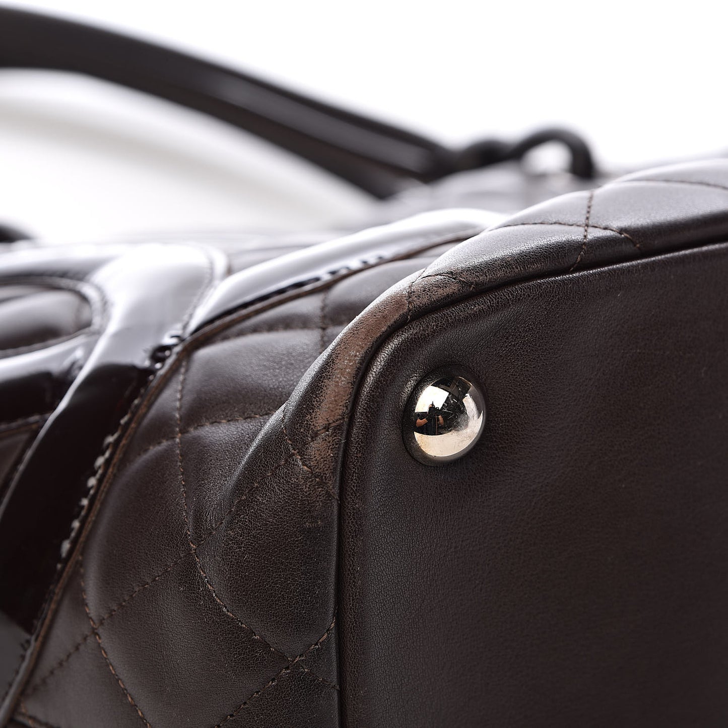 Calfskin Quilted Large Cambon Tote Brown