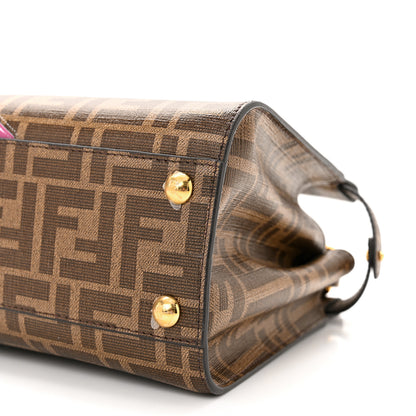 Fendi Glazed Fabric Vitello FF 1974 Hairdo Girls Inlay Mini Peekaboo Iconic Satchel Mogano Panna Multicolor 10 of 11