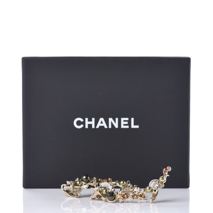 Chanel Crystal Pearl CC Star Clip On Cuff Earrings Gold 5 of 5