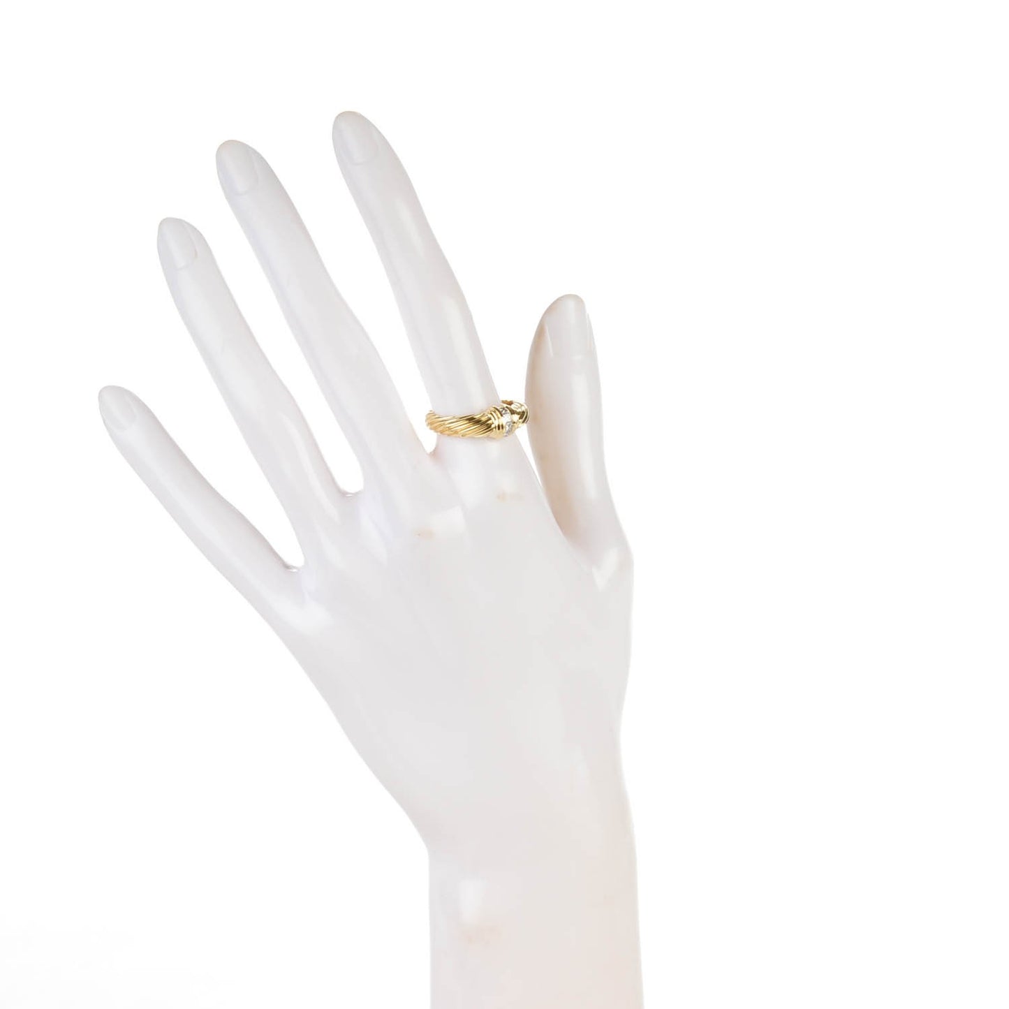 18K Yellow Gold Diamond Cable Ring 7.5