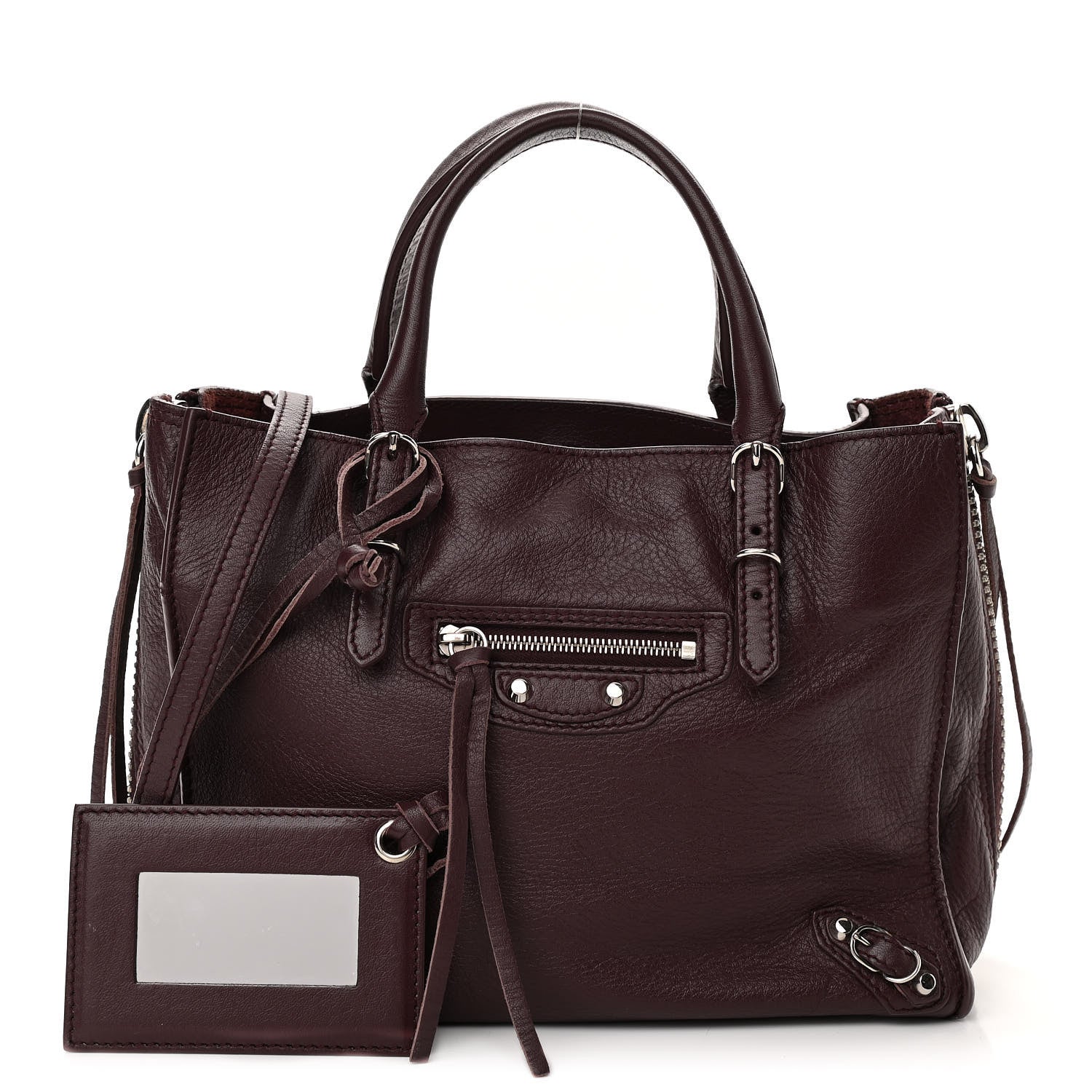 Balenciaga Calfskin Papier Mini A4 Zip Around Tote Rouge Aubergine 1 of 9