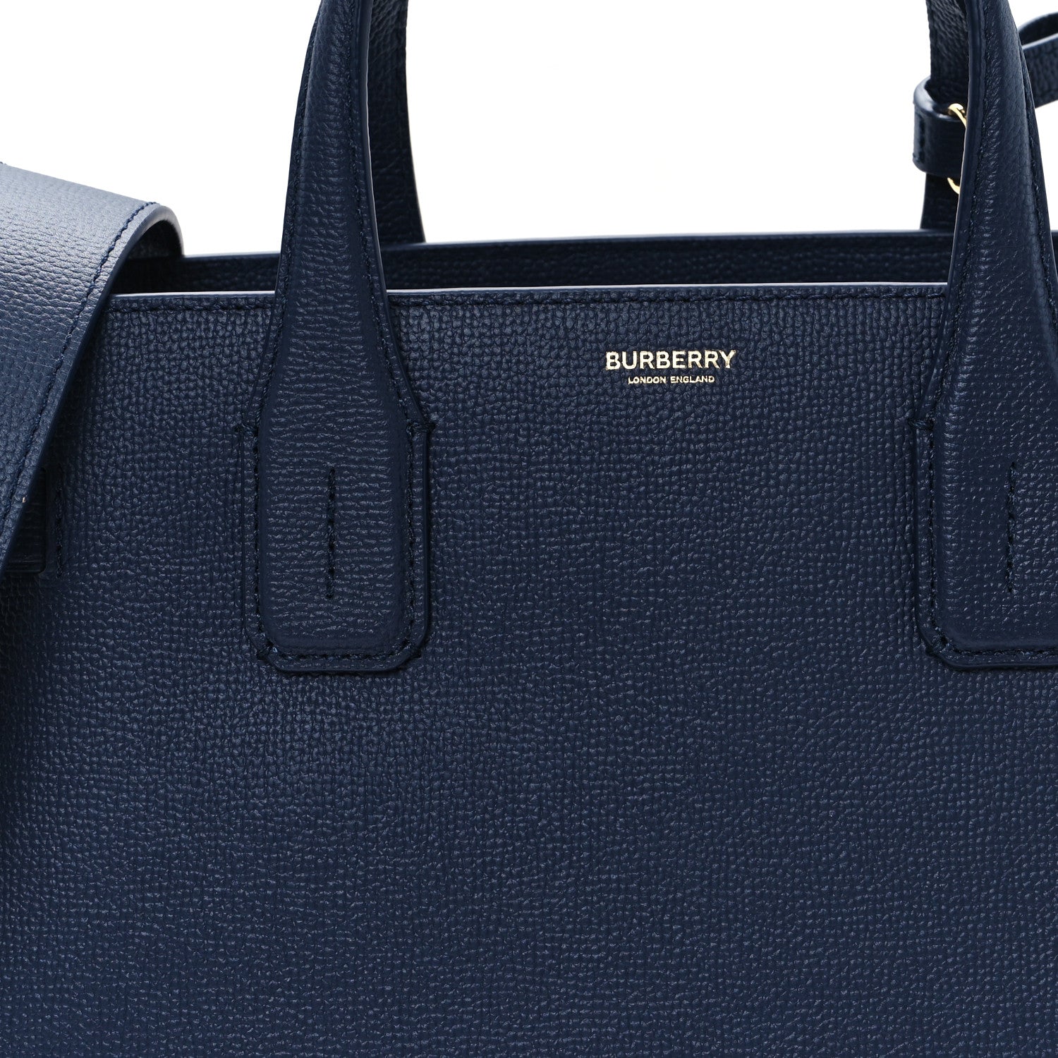 Burberry Derby Calfskin Vintage Check Medium Banner Tote Regency Blue 7 of 10