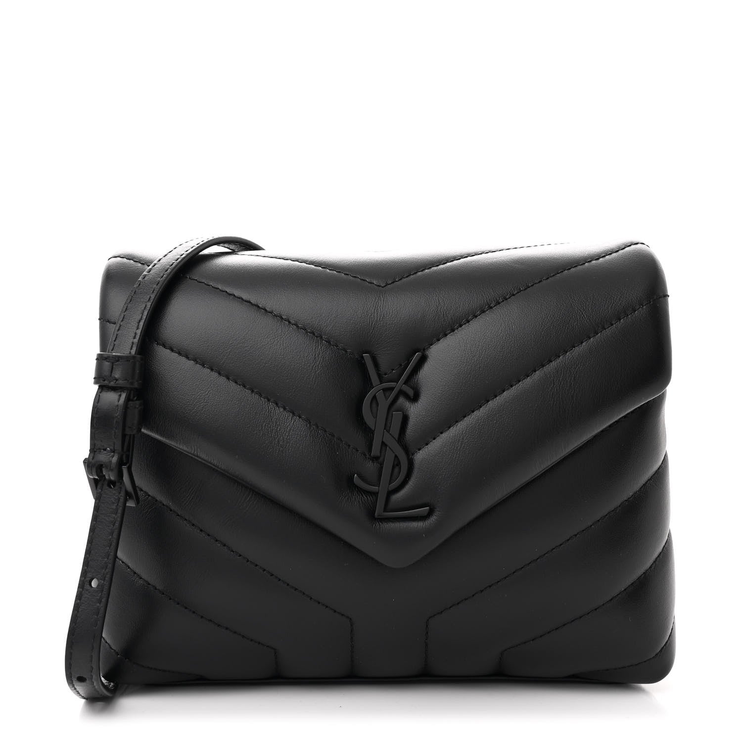 Saint Laurent Calfskin Y Quilted Monogram Monochrome Toy Loulou Crossbody Bag Black 1 of 11