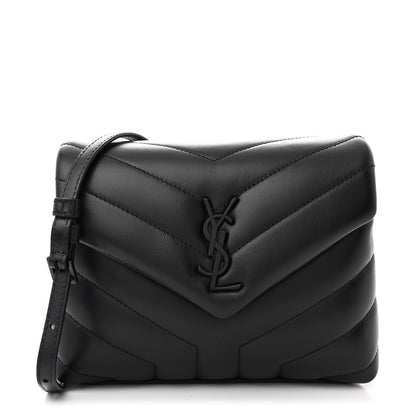 Saint Laurent Calfskin Y Quilted Monogram Monochrome Toy Loulou Crossbody Bag Black 1 of 11