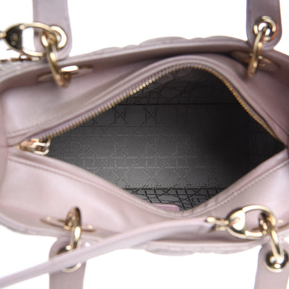 Christian Dior Pearly Lambskin Cannage Medium Lady Dior Lotus 5 of 12