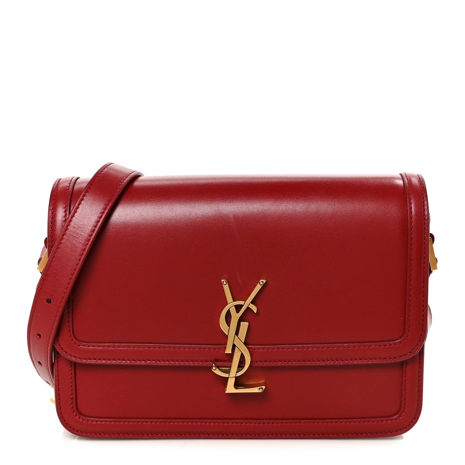 Saint Laurent Box Calfskin Monogram Medium Solferino Satchel Rouge Opyum 1 of 11