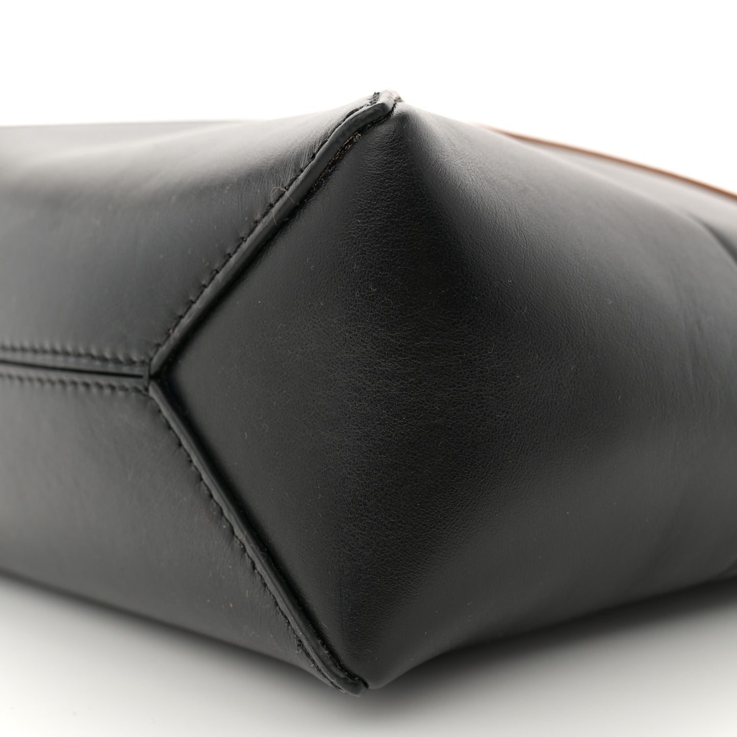 Shiny Calfskin Mini Puzzle Fold Tote Warm Desert Black