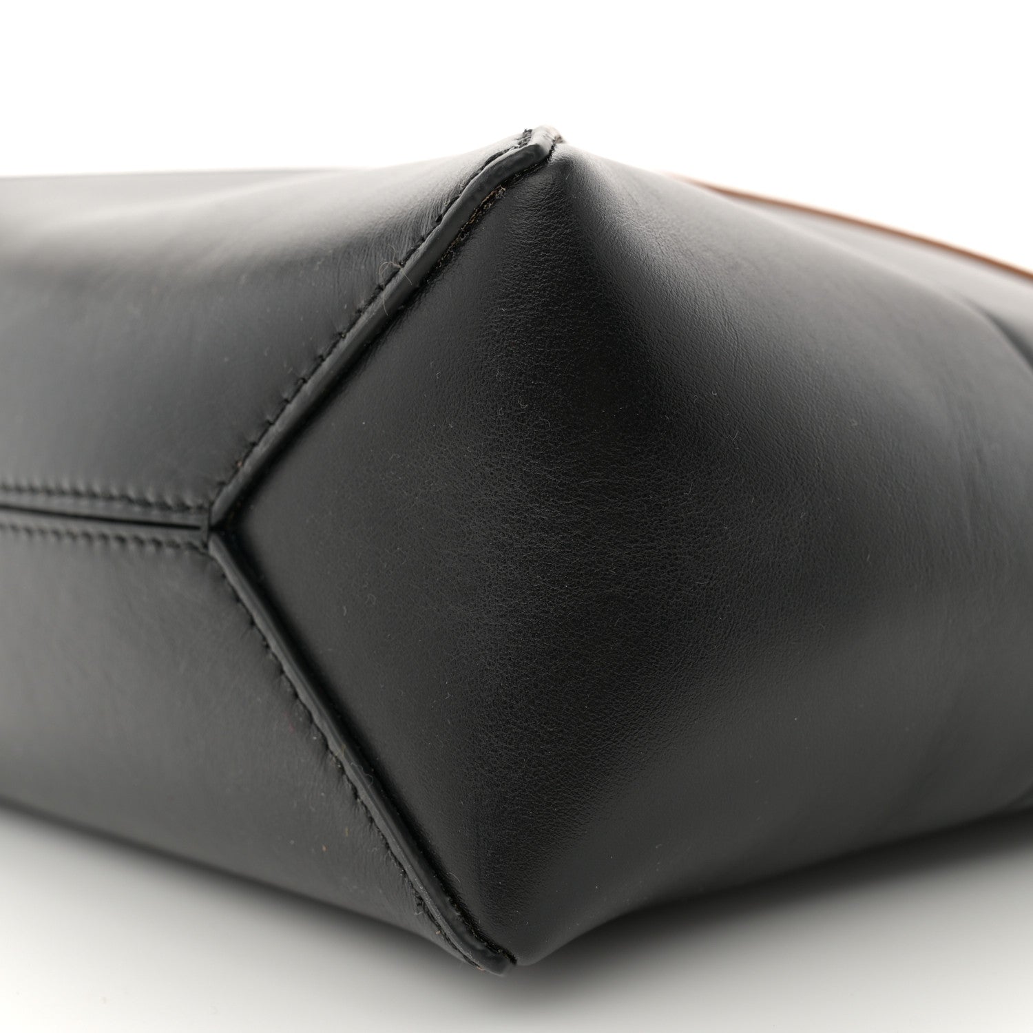 Loewe Shiny Calfskin Mini Puzzle Fold Tote Warm Desert Black 10 of 12