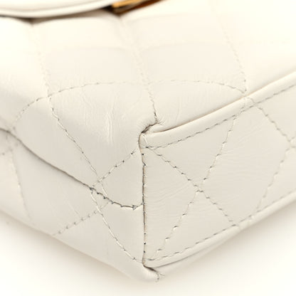 Chanel Shiny Aged Calfskin Quilted Mini Nano Kelly Shopper White 9 of 11