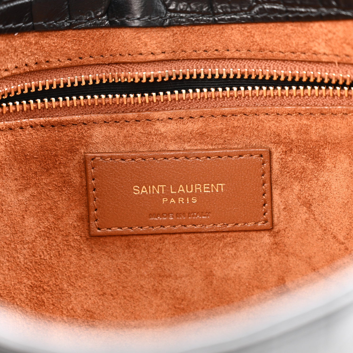 Saint Laurent Calfskin Crocodile Embossed Le 5 A 7 Hobo Black