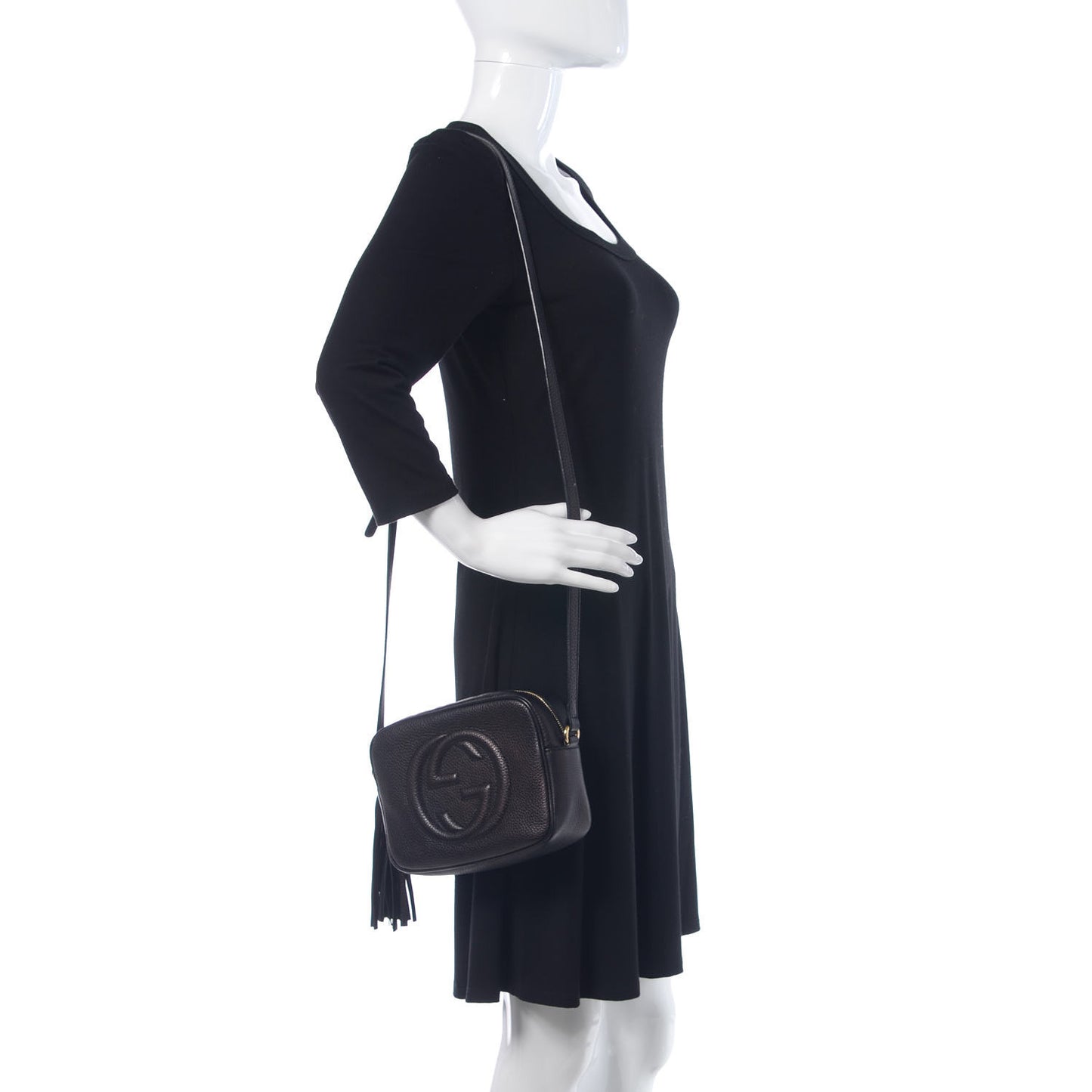 Pebbled Calfskin Small Soho Disco Bag Black