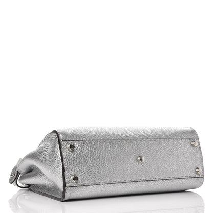 Fendi Cuoio Romano Lux Selleria Medium Peekaboo Iconic Satchel Argento 5 of 10