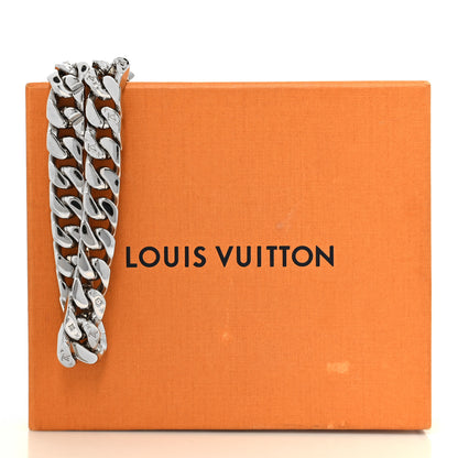Louis Vuitton Metal Monogram Etched LV Chain Links Necklace Silver 5 of 5