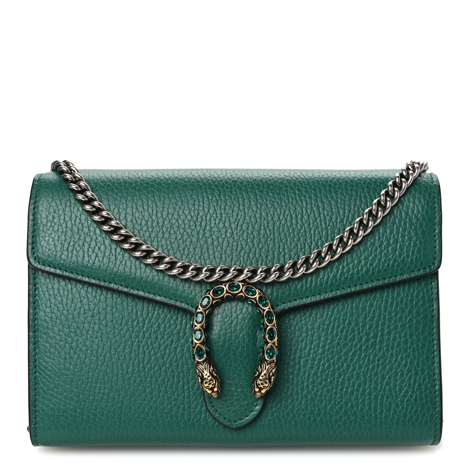 Gucci Calfskin Mini Dionysus Chain Wallet Emerald 1 of 11