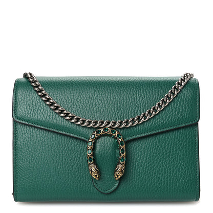 Gucci Calfskin Mini Dionysus Chain Wallet Emerald 1 of 11
