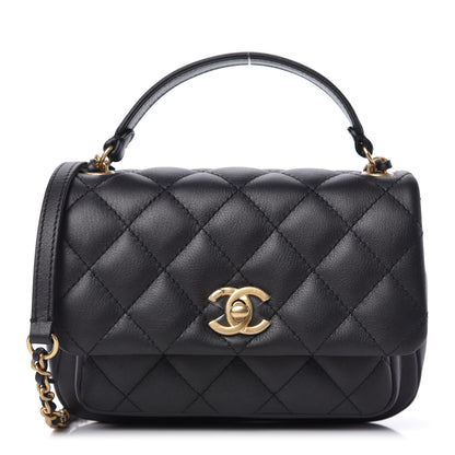 Chanel Calfskin Quilted Top Handle Flap Black 1 of 11