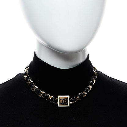 Chanel Metal Lambskin CC Square Choker Gold Black White 2 of 5