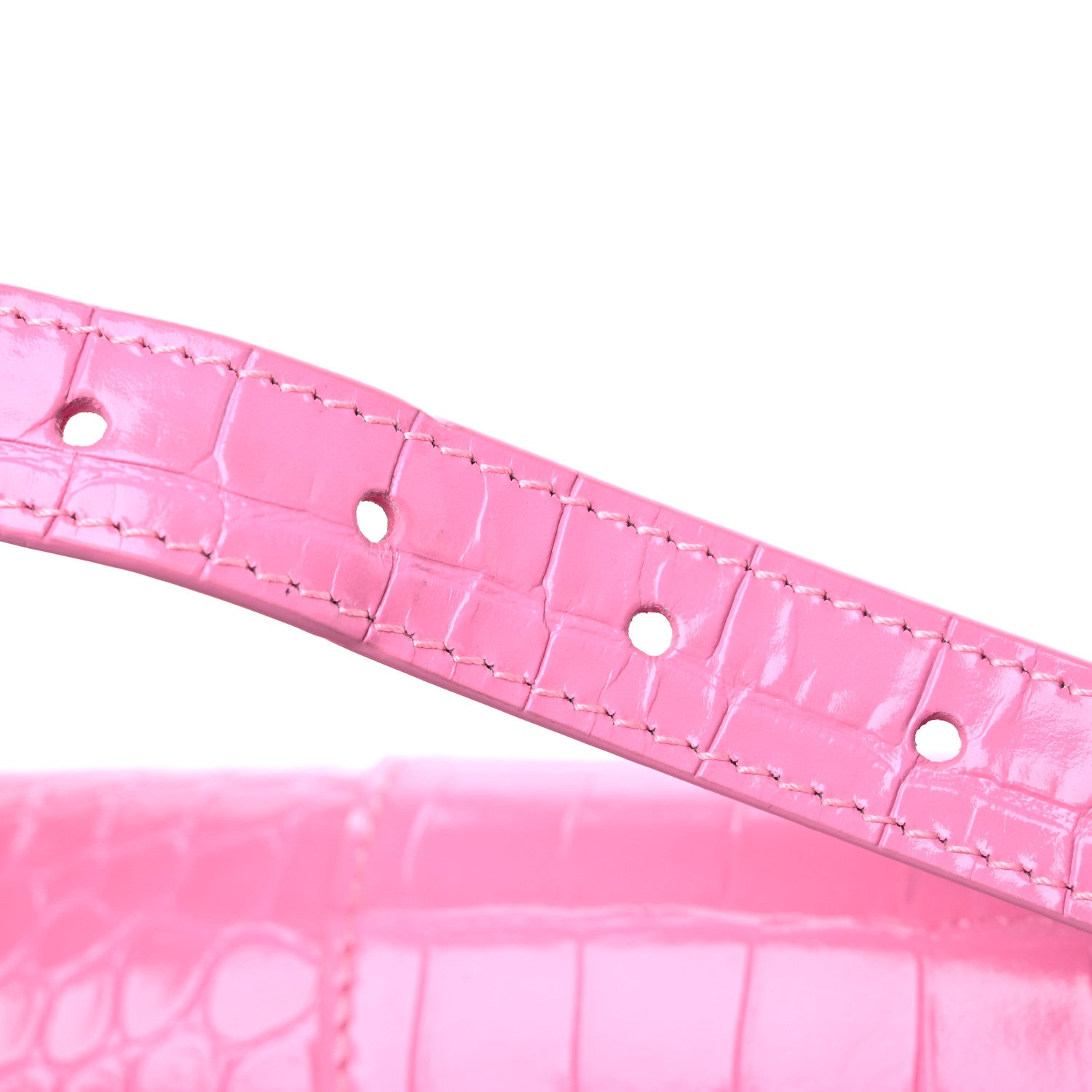 Balenciaga Shiny Calfskin Crocodile Embossed Small Hourglass Sling Shoulder Bag Baby Pink 15 of 15