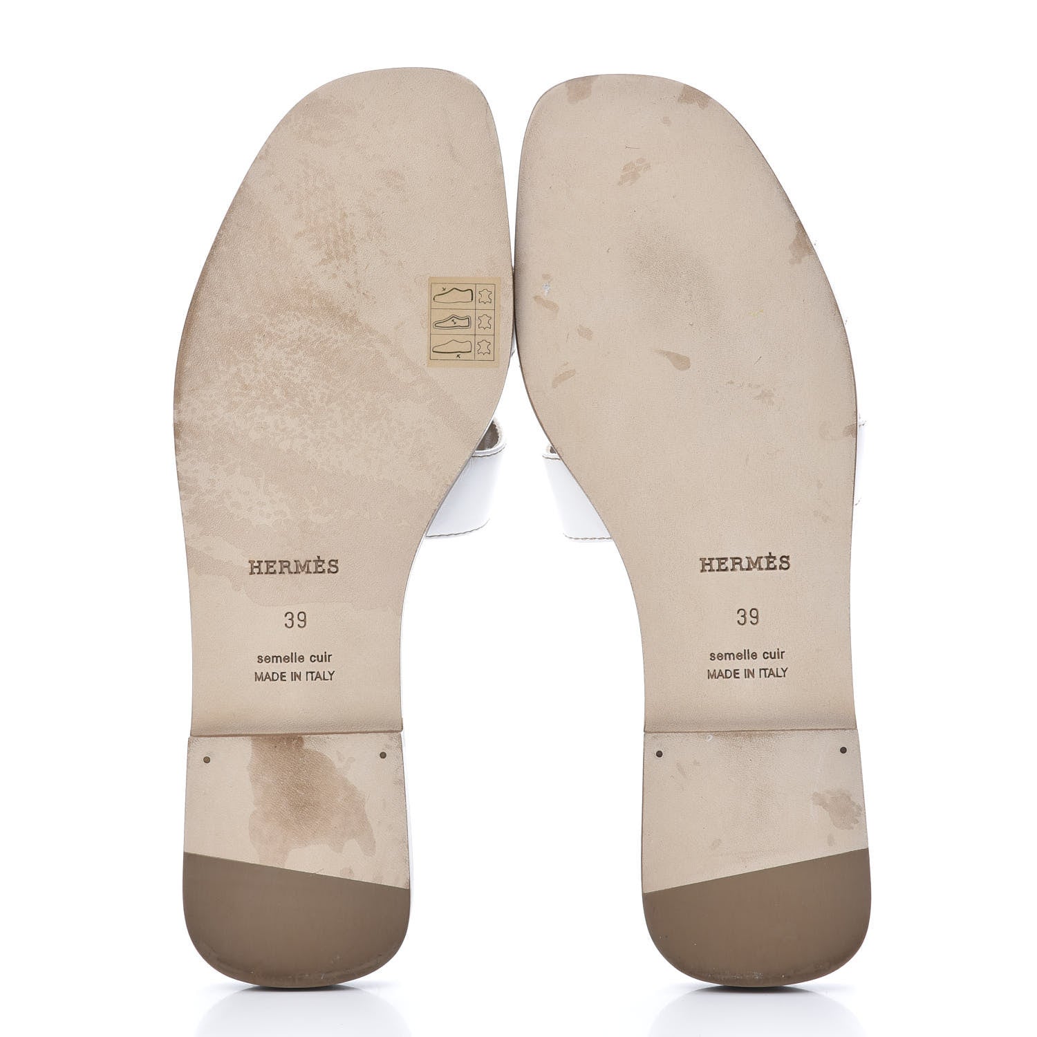 Hermes Box Calfskin Oran Sandals 39 White 5 of 11
