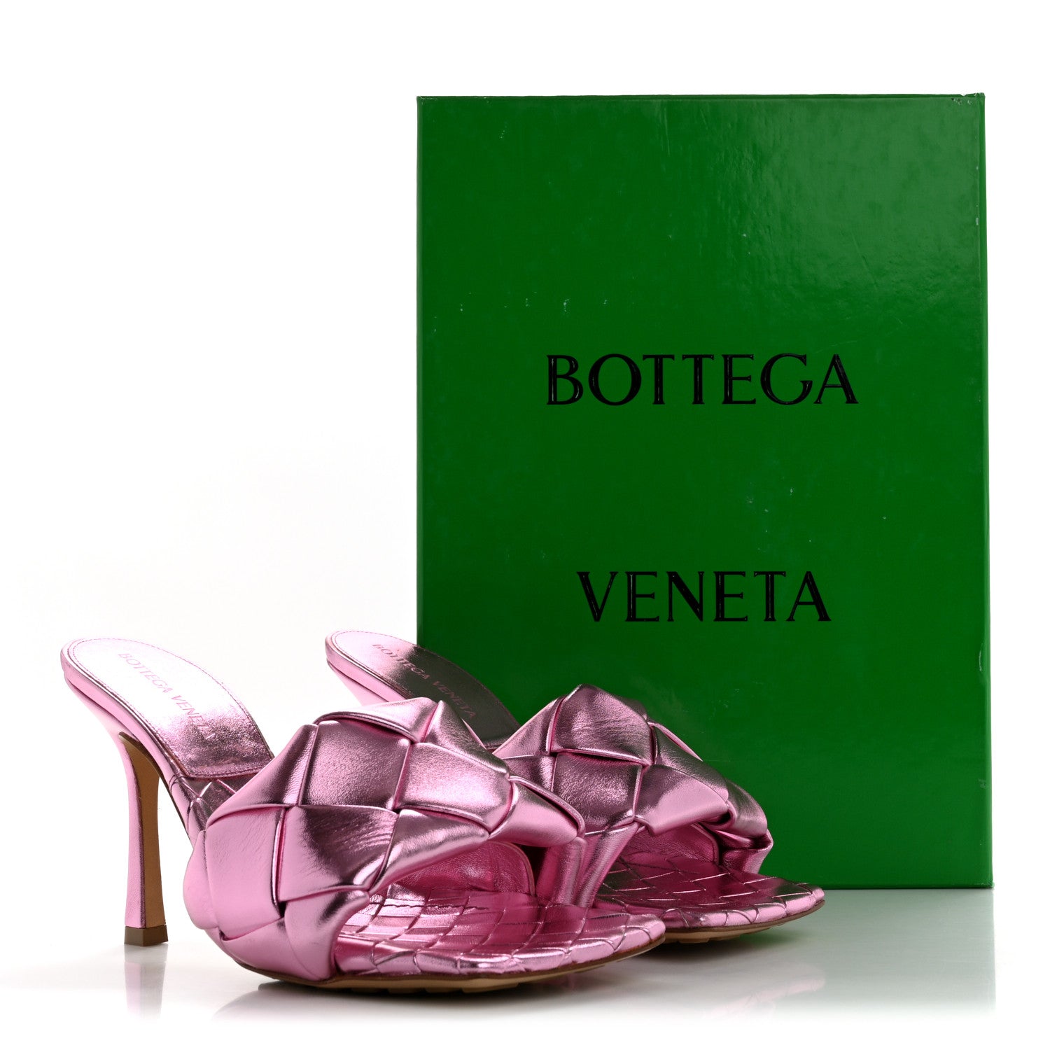 Bottega Veneta Metallic Nappa Maxi Intrecciato Lido 90mm Mule Sandals 37.5 Azalea 9 of 9