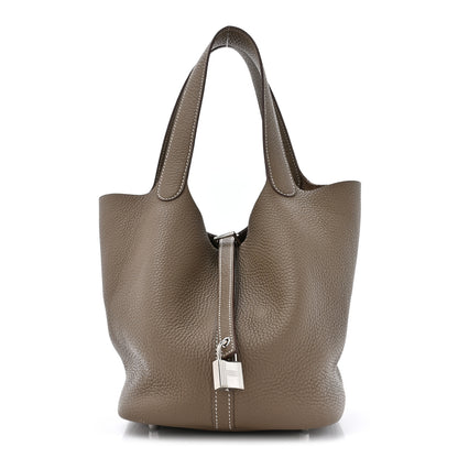 Hermes Taurillon Clemence Picotin Lock 22 MM Etoupe 1 of 15