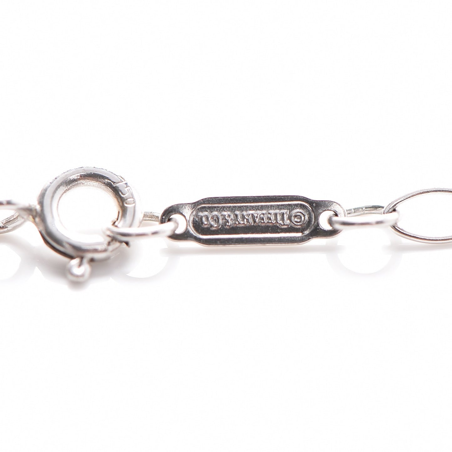 18K White Gold Diamond Mini Heart Key Charm Pendant Link Necklace