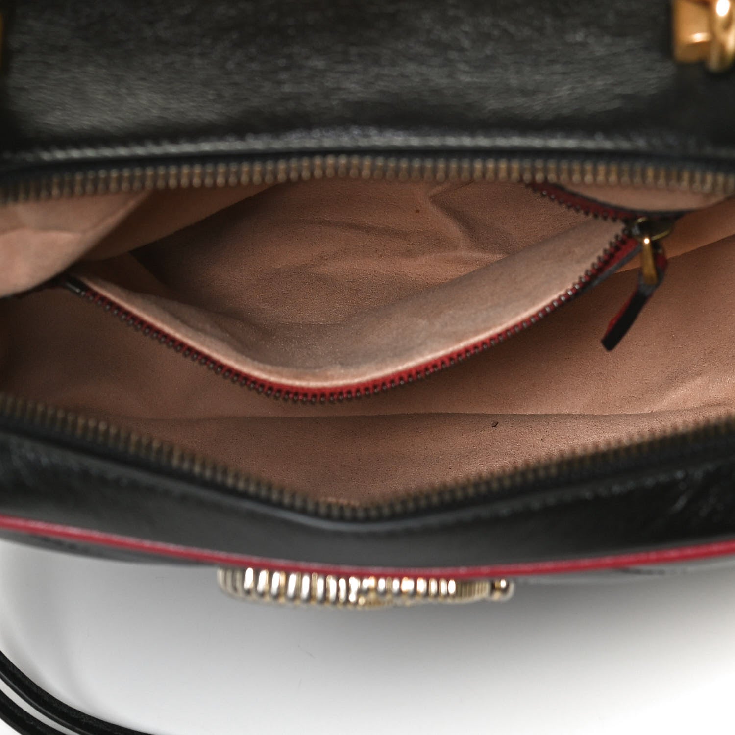 Gucci Vintage Effect Calfskin Matelasse Diagonal Small Torchon GG Marmont Bamboo Top Handle Shoulder Bag Black Romantic Cherry 5 of 11