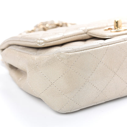 Chanel Iridescent Calfskin Quilted Mini Rectangular Flap Light Gold 4 of 9