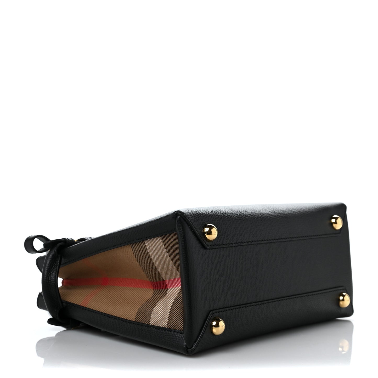Grainy Calfskin House Check Small Banner Tote Black