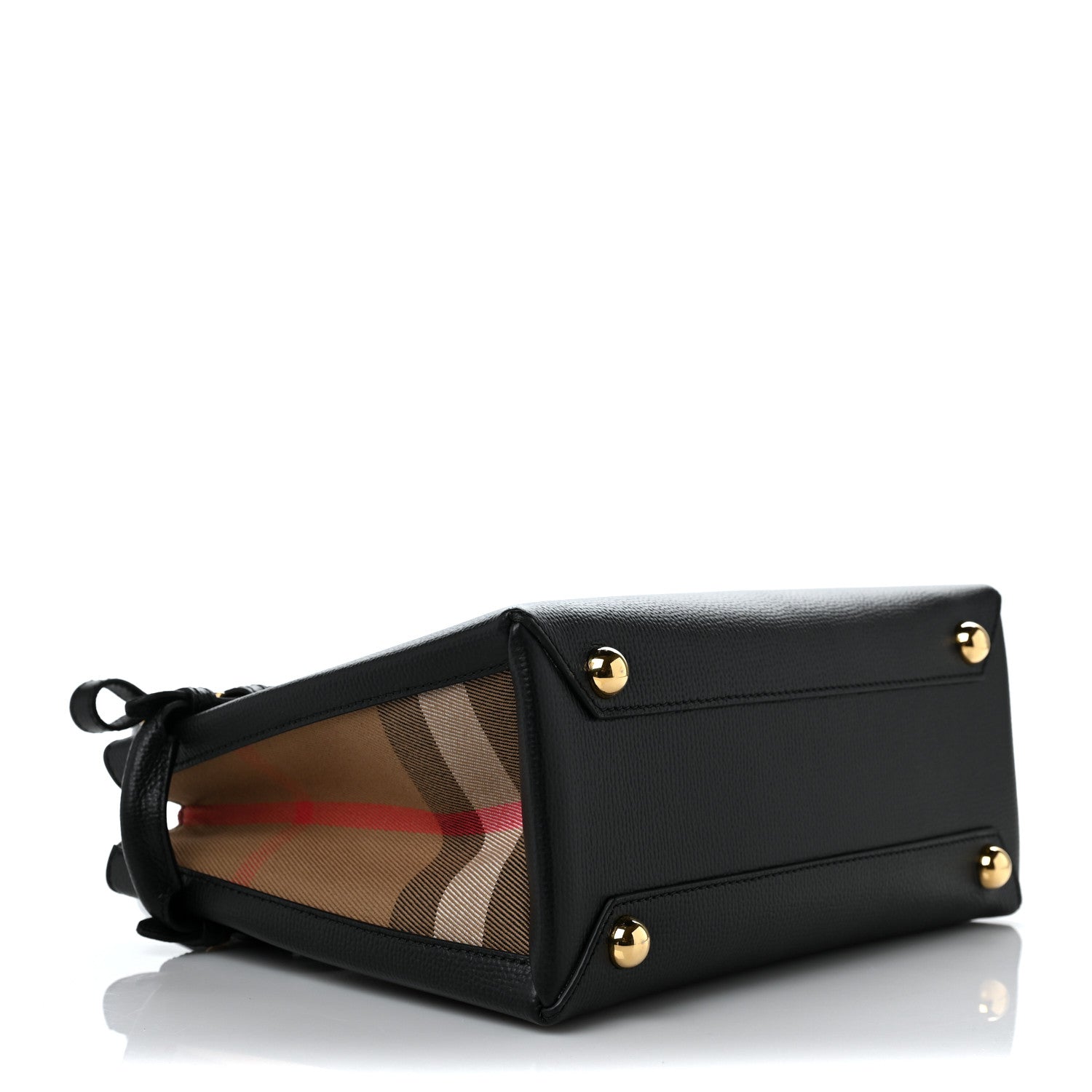 Burberry Grainy Calfskin House Check Small Banner Tote Black 4 of 13