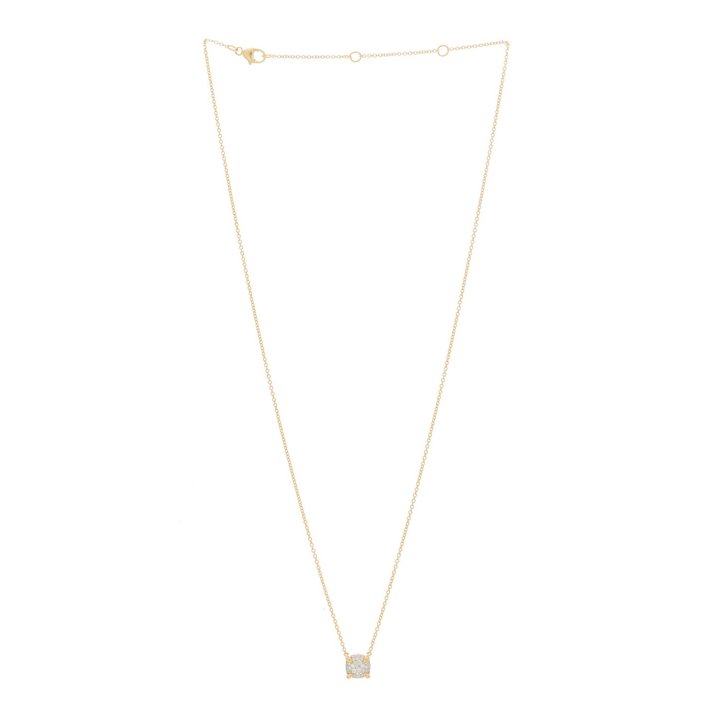 18K Yellow Gold Diamond 7mm Petite Chatelaine Pave Pendant Necklace