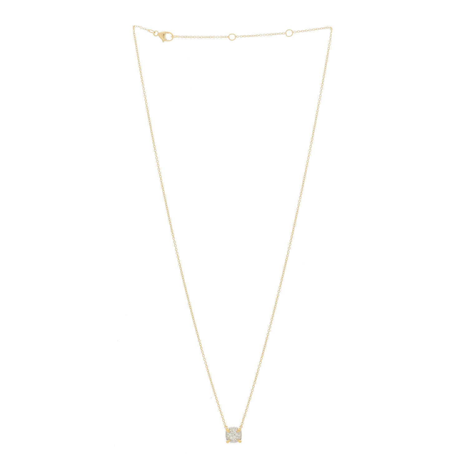 David Yurman 18K Yellow Gold Diamond 7mm Petite Chatelaine Pave Pendant Necklace 3 of 4