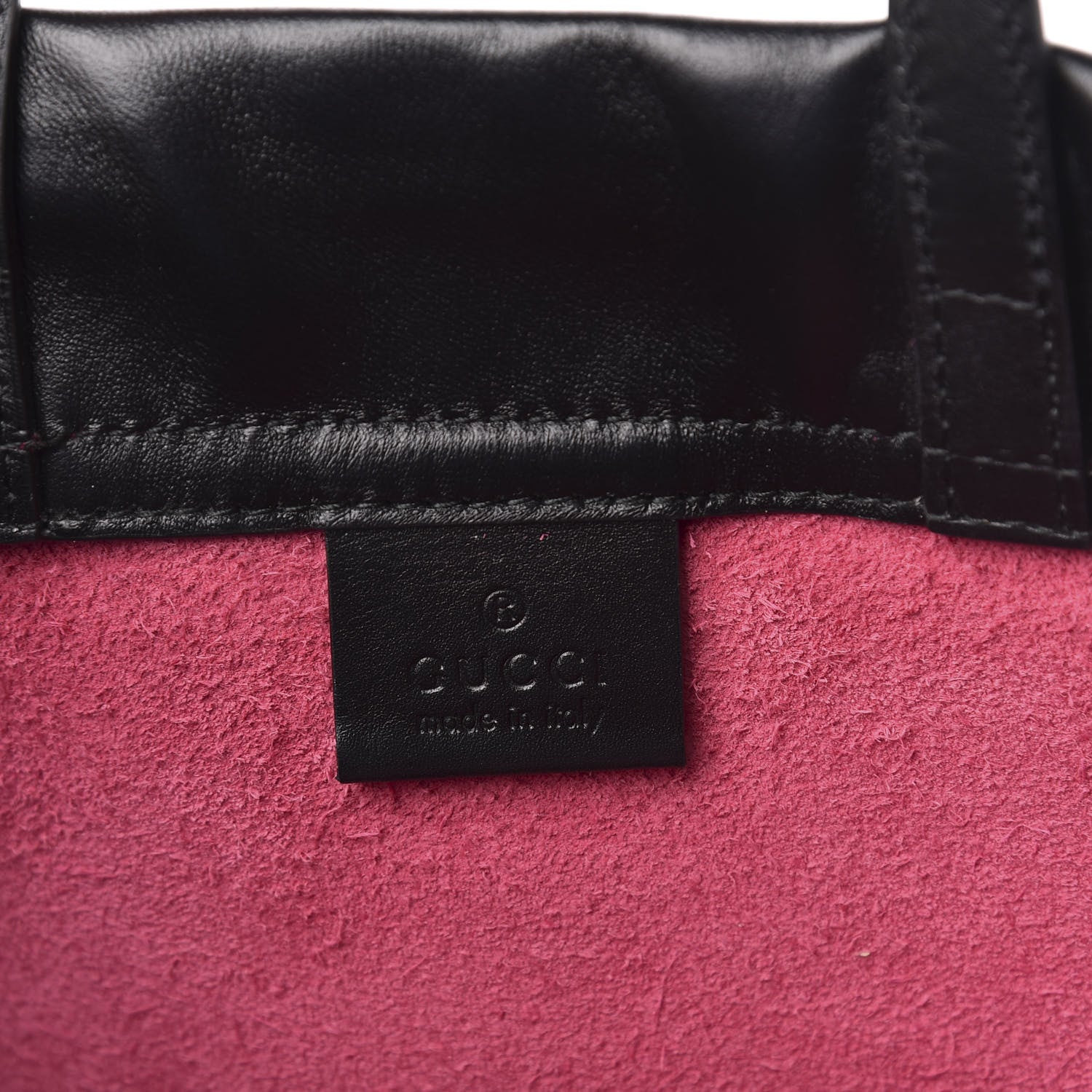 Gucci Grained Calfskin Logo Drawstring Backpack Box Pink Green Black 6 of 10