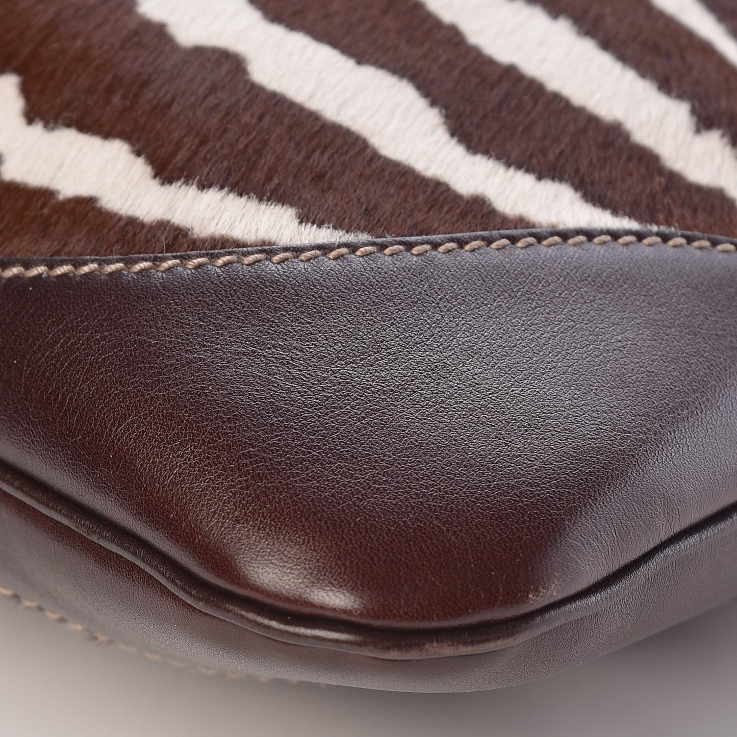 Calf Hair Zebra Print Medium Jackie O Bouvier Hobo Brown
