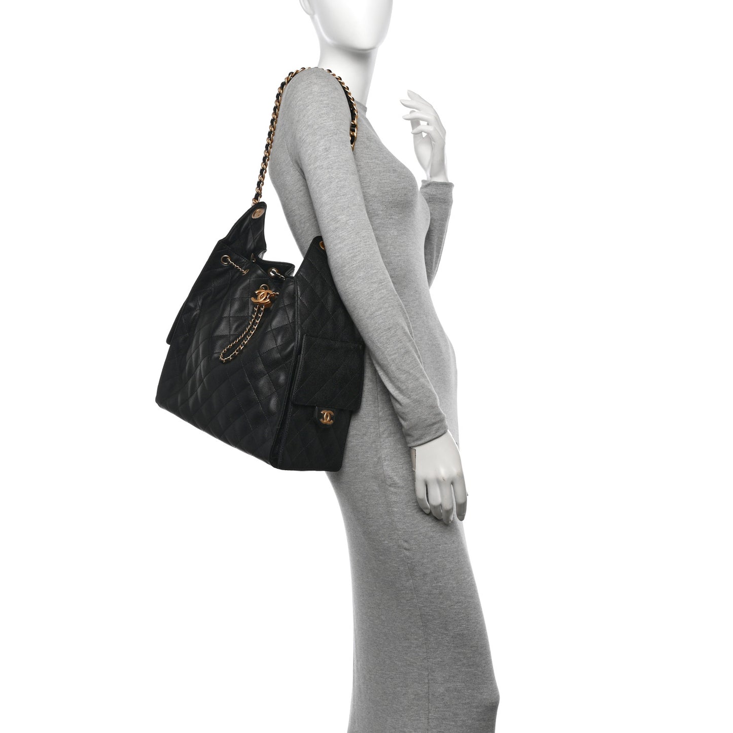 Caviar Quilted Medium Chanel 25 Handbag Black