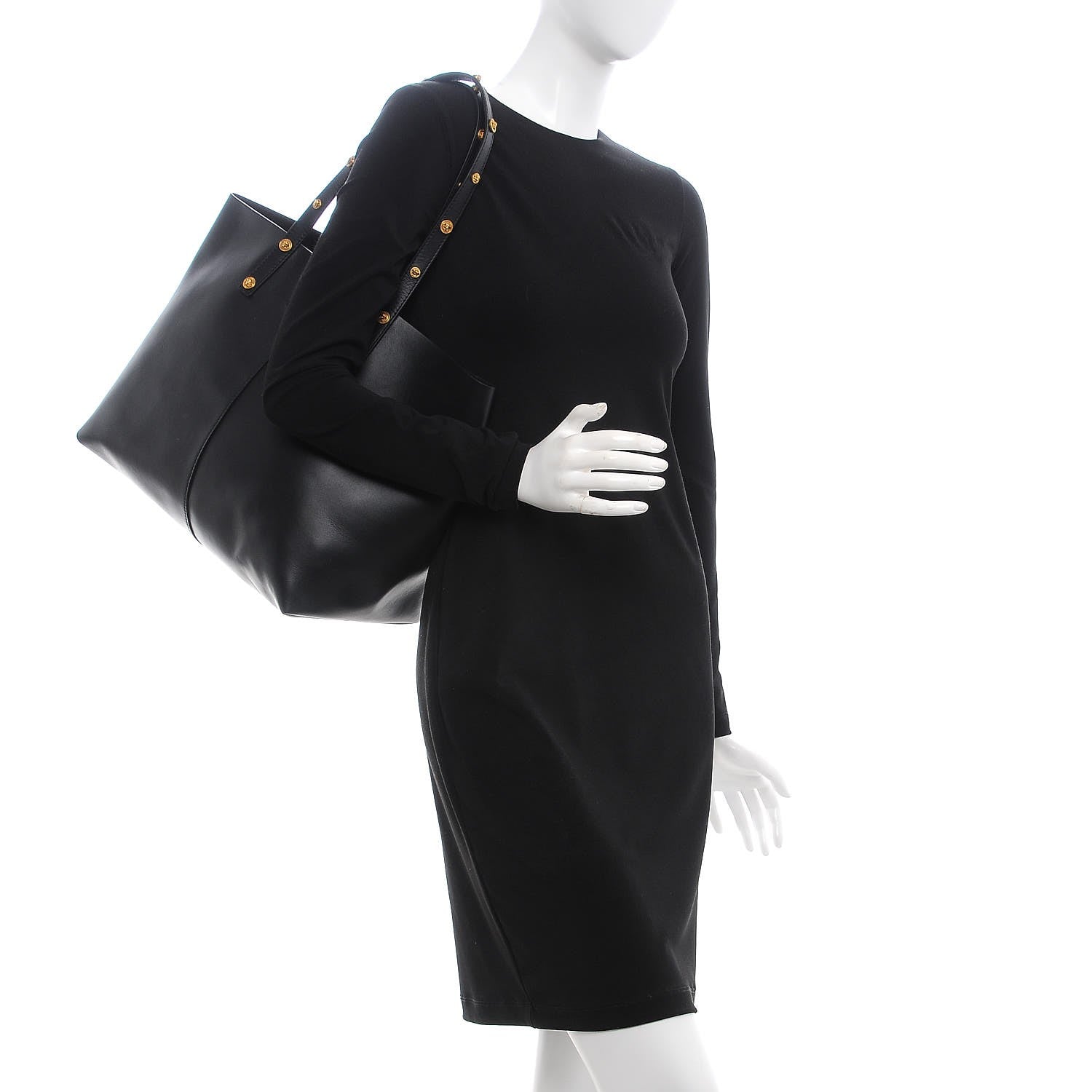 Versace Calfskin Palazzo Tote Black 2 of 7