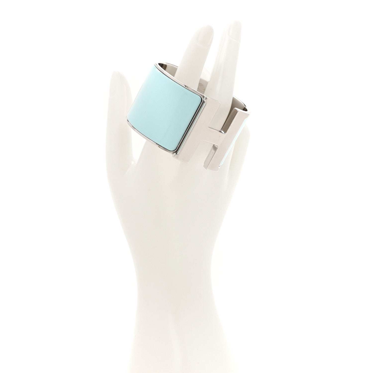 Hermes Enamel Extra Wide Clic Clac H Bracelet PM Bleu Glacier 2 of 5