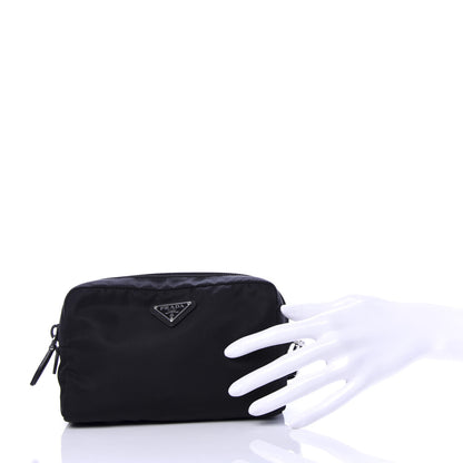 Prada Tessuto Nylon Vela Saffiano Necessaire Wristlet Pouch Black 2 of 7