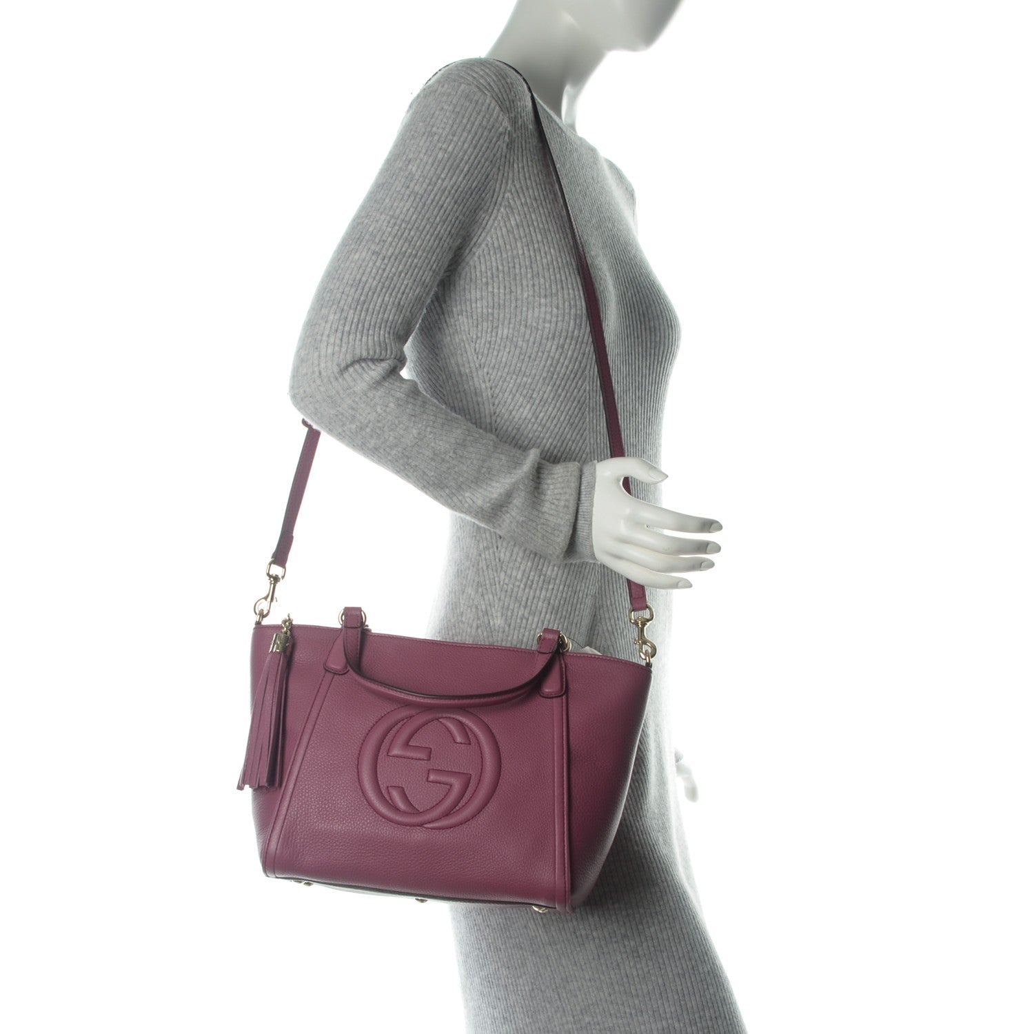 Gucci Pebbled Calfskin Small Soho Top Handle Bag Peonia Flower 2 of 7