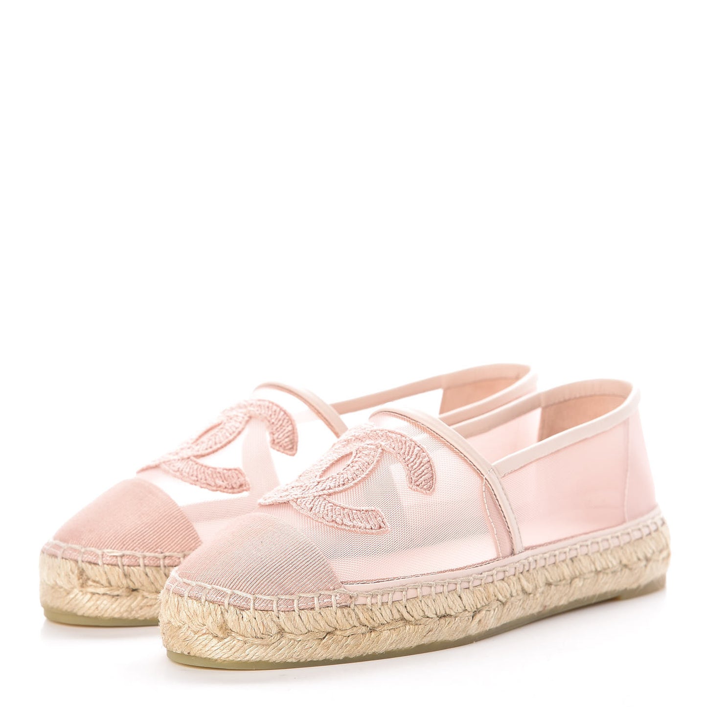 Mesh Grosgrain CC Espadrilles 36 Pink