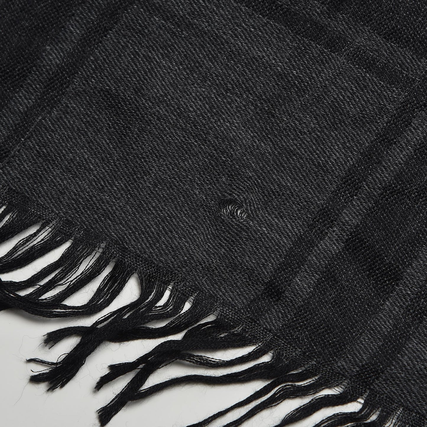 Wool Silk Fox Fur Monogram Shawl Scarf Black