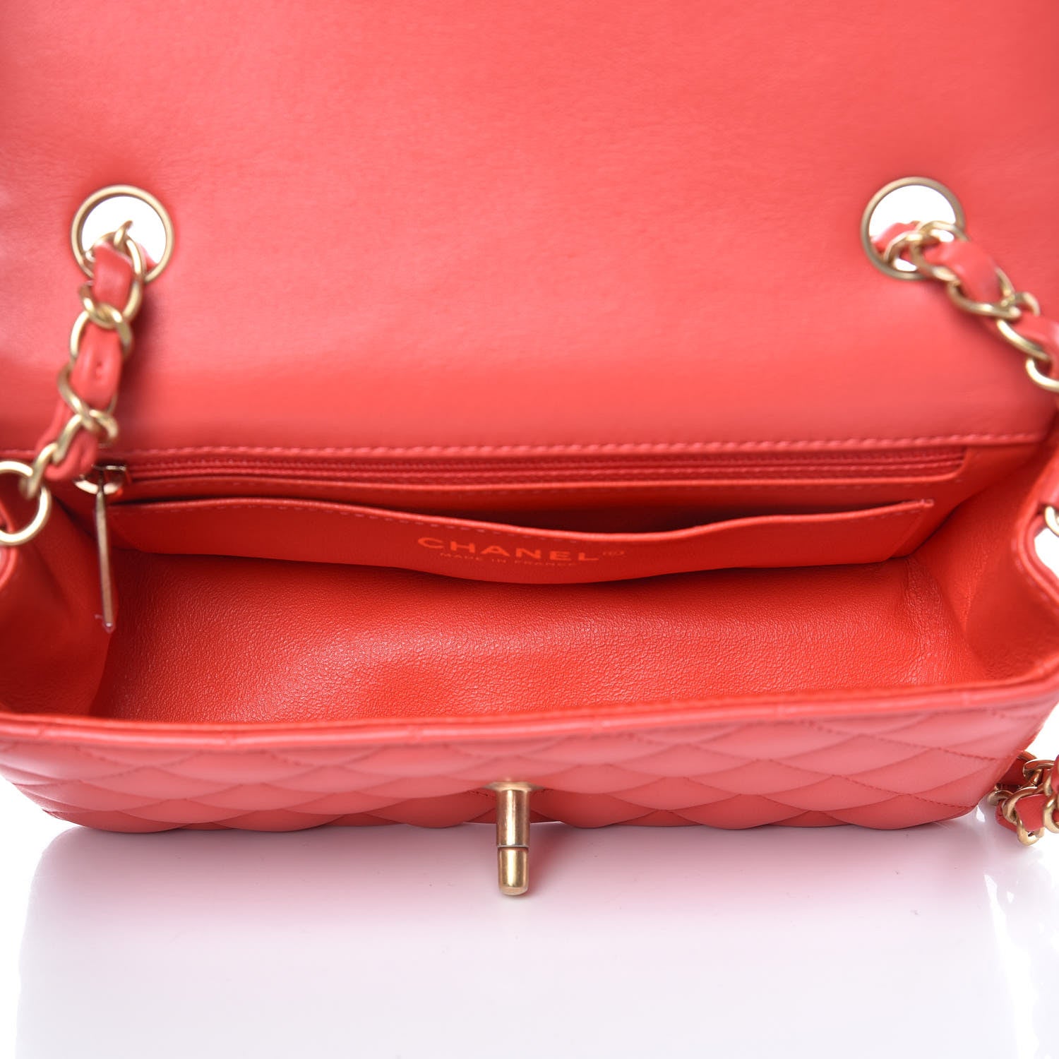 Chanel Lambskin Quilted Mini Rectangular Flap Red 5 of 9