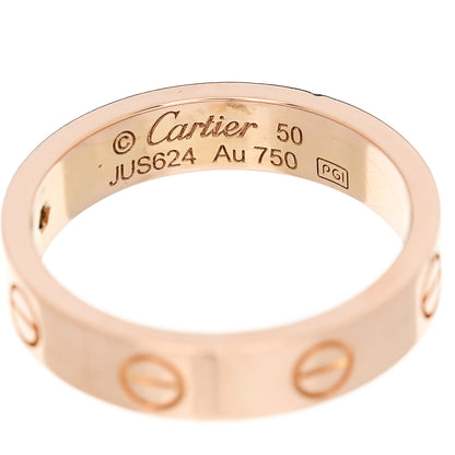 Cartier 18K Pink Gold Diamond 4mm LOVE Wedding Band Ring 50 5.25 4 of 5