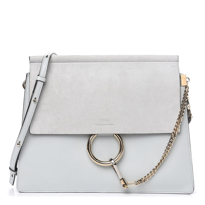 Chloe Calfskin Suede Medium Faye Shoulder Bag Airy Grey 1 of 10
