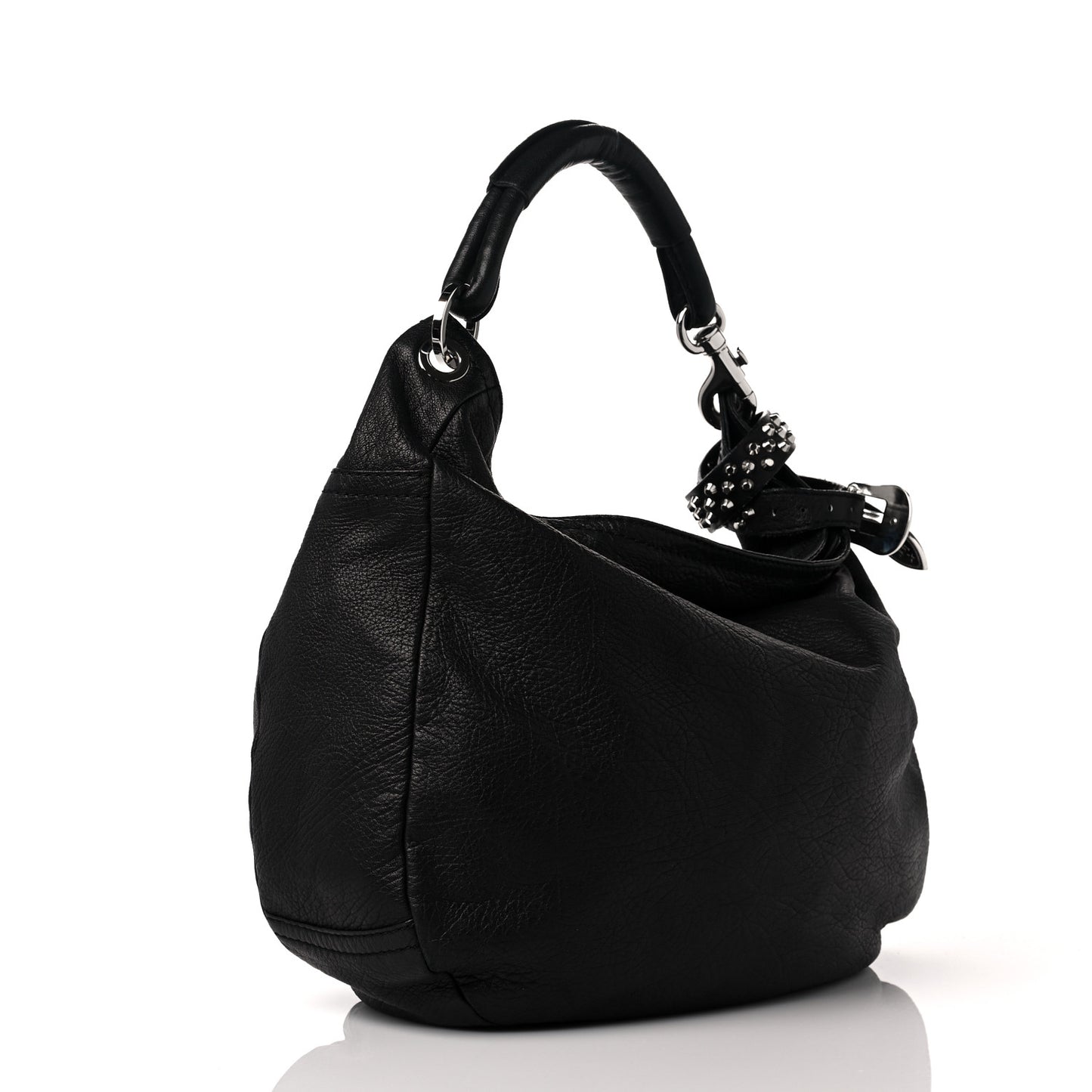 Calfskin Studded Small Sky Hobo Black