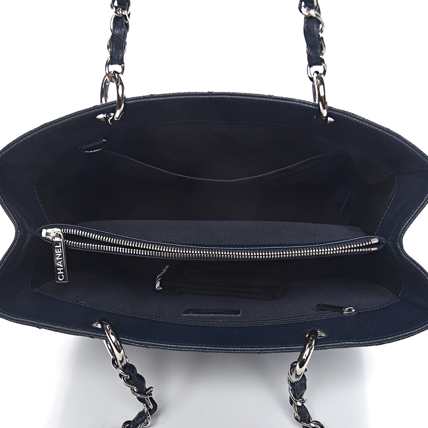 Chanel Caviar Quilted Grand Shopping Tote GST Dark Navy Blue 5 of 10