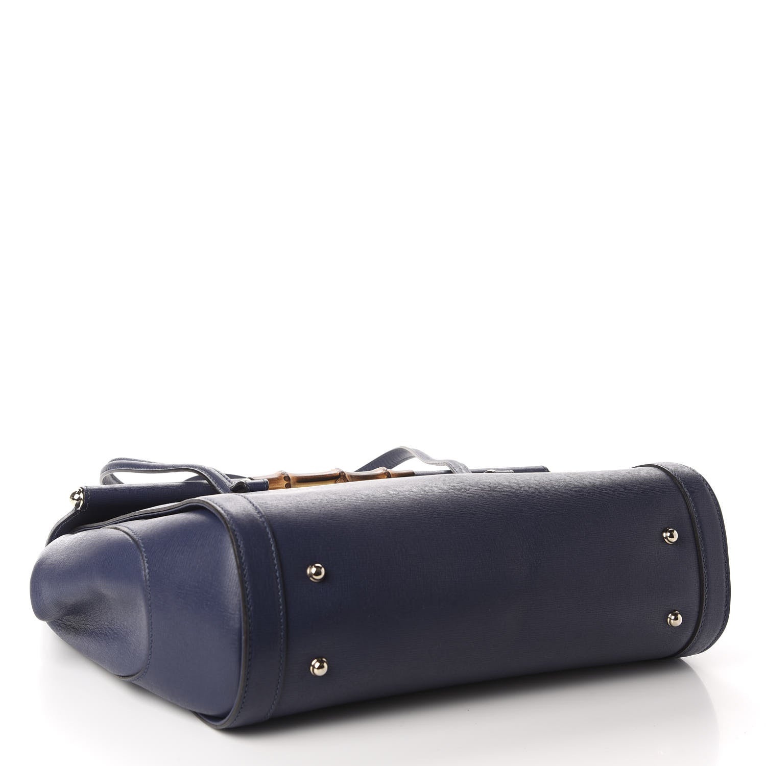 Gucci Calfskin Bamboo Bullet Top Handle Bag Uniform Blue 4 of 12
